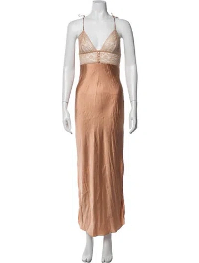 Pre-owned Stella Mccartney Silk Lace Pattern Nightgown In Neutrals