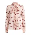 Shop Stella Mccartney Silk Lip Print Blouse In Pink