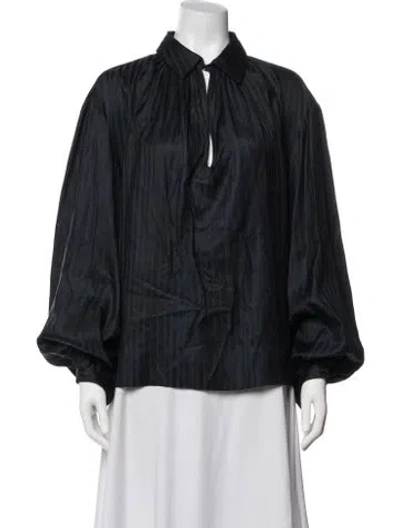 Pre-owned Stella Mccartney Silk Long Sleeve Blouse In Black/blue
