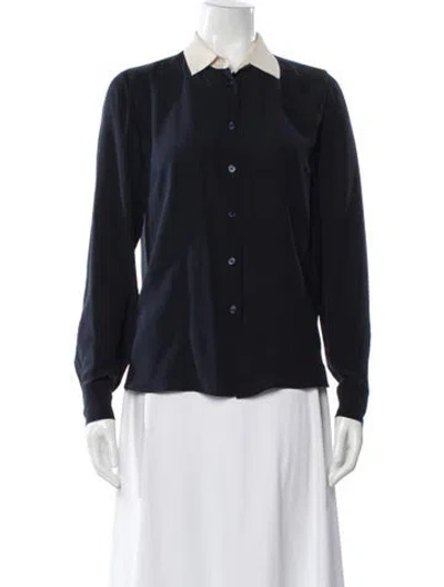 Pre-owned Stella Mccartney Silk Long Sleeve Blouse In Blue