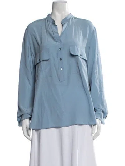 Pre-owned Stella Mccartney Silk Long Sleeve Blouse In Blue