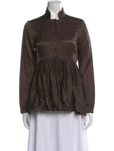 Pre-owned Stella Mccartney Silk Long Sleeve Blouse In Brown