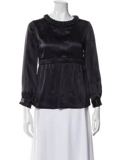 Pre-owned Stella Mccartney Silk Long Sleeve Blouse In Gray