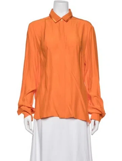 Pre-owned Stella Mccartney Silk Long Sleeve Blouse In Orange