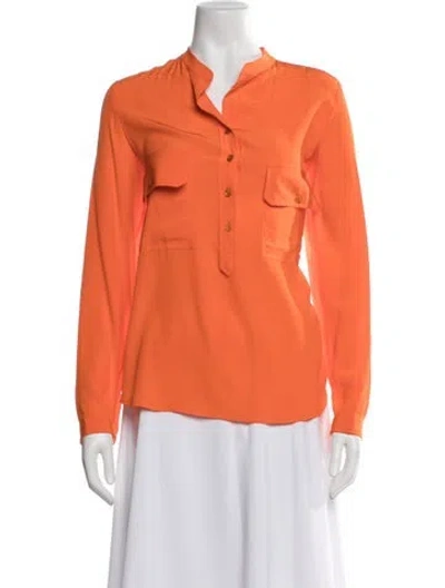 Pre-owned Stella Mccartney Silk Long Sleeve Blouse In Orange