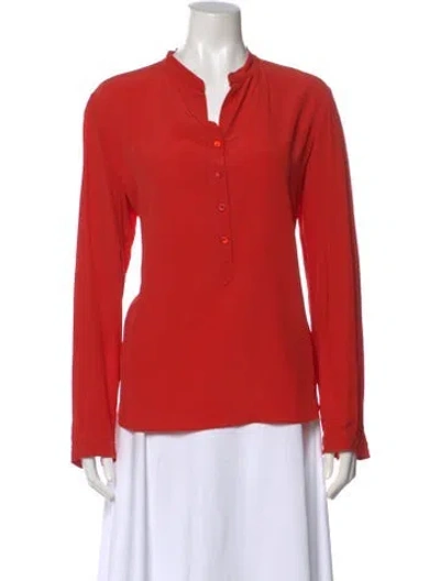 Pre-owned Stella Mccartney Silk Long Sleeve Blouse In Red