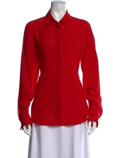 Pre-owned Stella Mccartney Silk Long Sleeve Blouse In Red