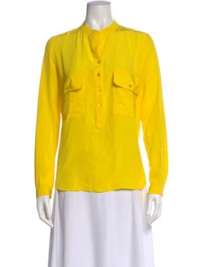 Pre-owned Stella Mccartney Silk Long Sleeve Blouse In Yellow