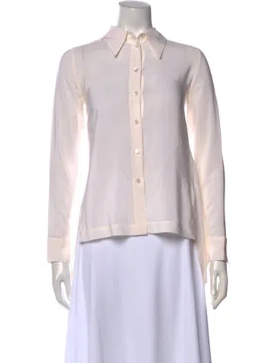Pre-owned Stella Mccartney Silk Long Sleeve Button-up Top In Neutral