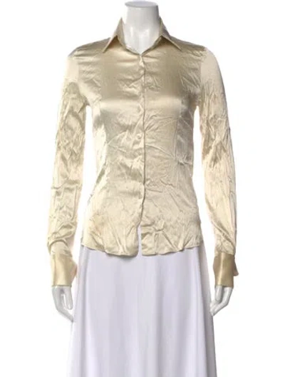 Pre-owned Stella Mccartney Silk Long Sleeve Button-up Top In Neutral