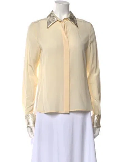 Pre-owned Stella Mccartney Silk Long Sleeve Button-up Top W/ Tags In Neutral