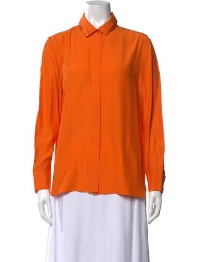 Pre-owned Stella Mccartney Silk Long Sleeve Top In Orange