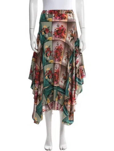 Pre-owned Stella Mccartney Silk Midi Length Skirt In Brown