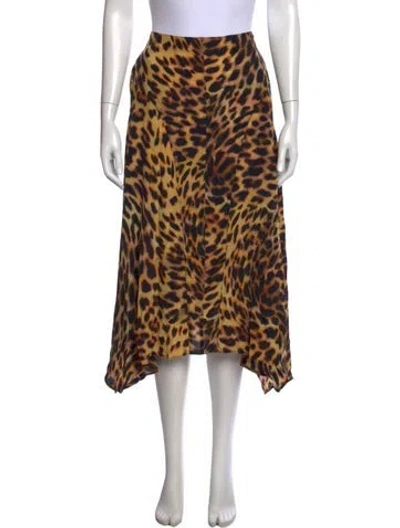 Pre-owned Stella Mccartney Silk Midi Length Skirt In Brown