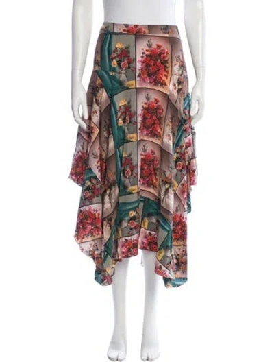 Pre-owned Stella Mccartney Silk Midi Length Skirt In Multi