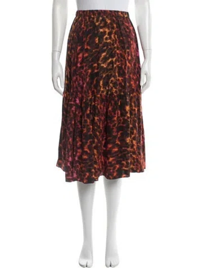 Pre-owned Stella Mccartney Silk Midi Length Skirt In Orange