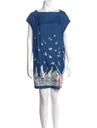 Pre-owned Stella Mccartney Silk Mini Dress In Blue