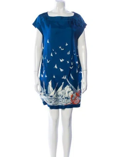 Pre-owned Stella Mccartney Silk Mini Dress In Blue
