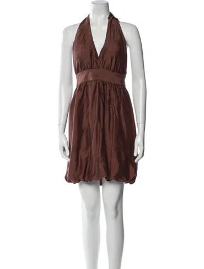 Pre-owned Stella Mccartney Silk Mini Dress In Brown