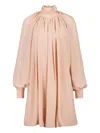 Stella Mccartney Open-back Gathered Silk Crepe De Chine Mini Dress In Pink