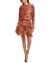 Stella Mccartney Cheetah Print Knotted Mini Dress In Pink