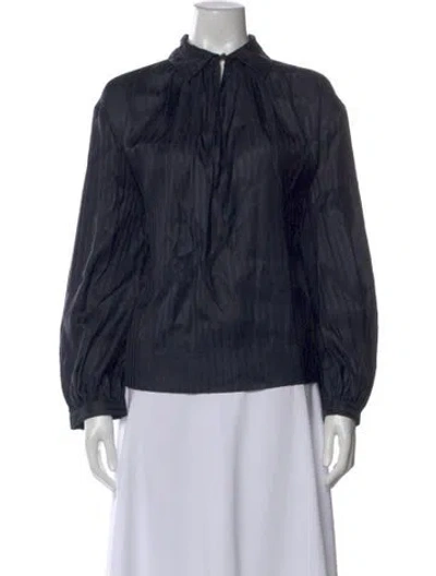 Pre-owned Stella Mccartney Silk Mock Neck Blouse In Blue