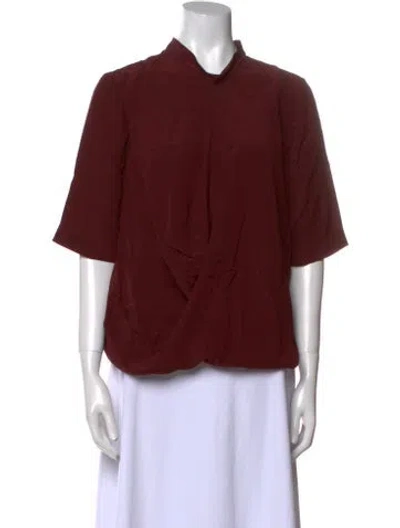 Pre-owned Stella Mccartney Silk Mock Neck Blouse In Red