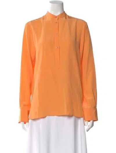 Pre-owned Stella Mccartney Silk Mock Neck Blouse W/ Tags In Orange