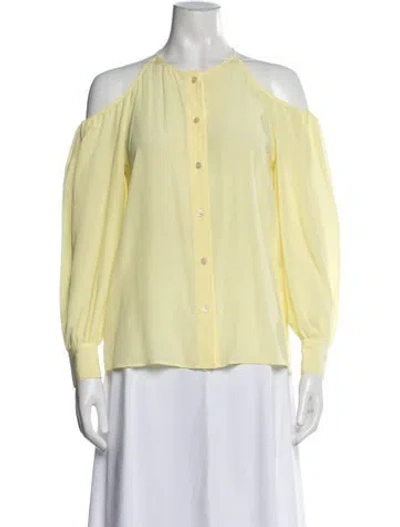 Pre-owned Stella Mccartney Silk Off-the-shoulder Blouse In Yellow