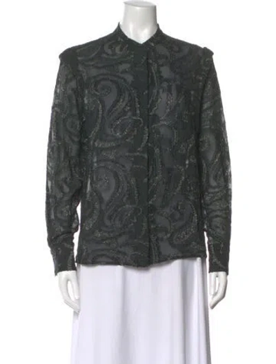 Pre-owned Stella Mccartney Silk Paisley Print Blouse In Green