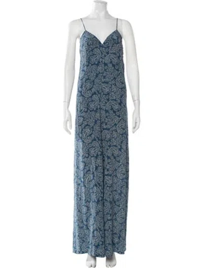 Pre-owned Stella Mccartney Silk Paisley Print Jumpsuit In Blue