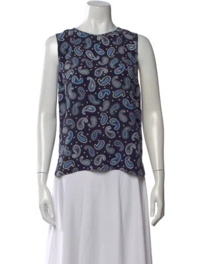 Pre-owned Stella Mccartney Silk Paisley Print Top In Blue