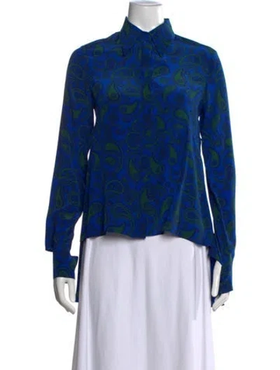 Pre-owned Stella Mccartney Silk Paisley Print Top In Blue