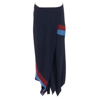 Stella Mccartney Silk Patch Stripes Reggae Drop Crotch Harem Pants In Blue