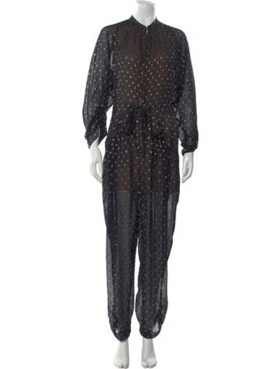 Pre-owned Stella Mccartney Silk Patterned Jumpsuit In Black