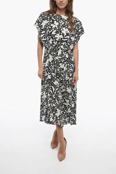 Stella Mccartney Silk Peplo Dress With Floral Pattern In Multi