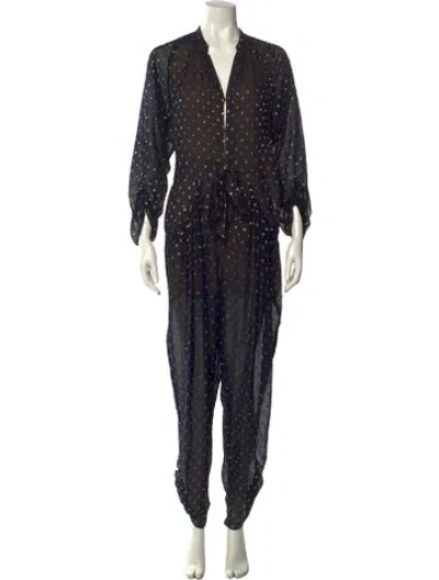 Pre-owned Stella Mccartney Silk Plunge Neckline Jumpsuit In Black