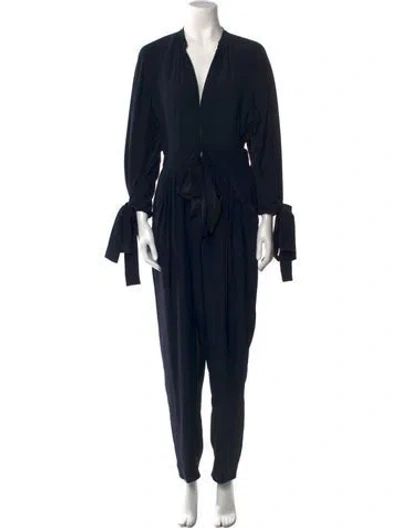 Pre-owned Stella Mccartney Silk Plunge Neckline Jumpsuit In Blue