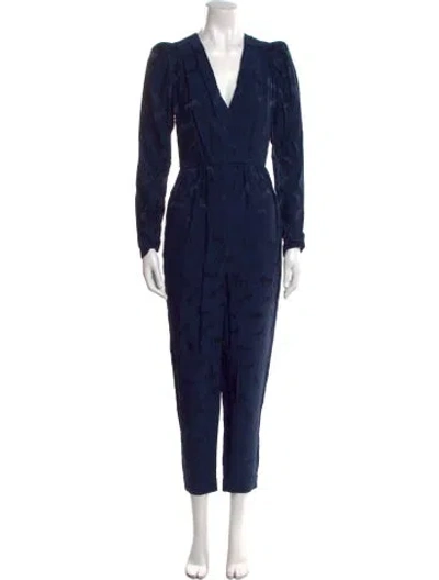 Pre-owned Stella Mccartney Silk Plunge Neckline Jumpsuit In Blue