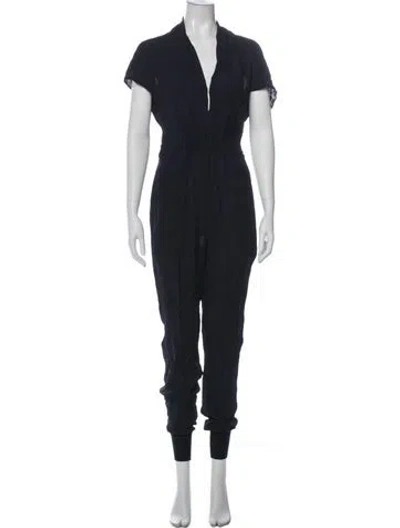 Pre-owned Stella Mccartney Silk Plunge Neckline Jumpsuit W/ Tags In Blue