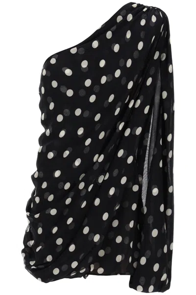 Stella Mccartney Silk Polka Dot Mini Dress In Black