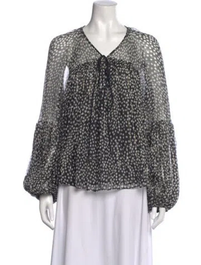 Pre-owned Stella Mccartney Silk Polka Dot Print Blouse In Black