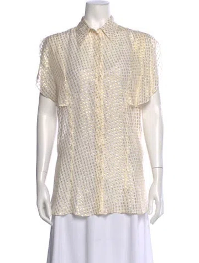 Pre-owned Stella Mccartney Silk Polka Dot Print Blouse In White