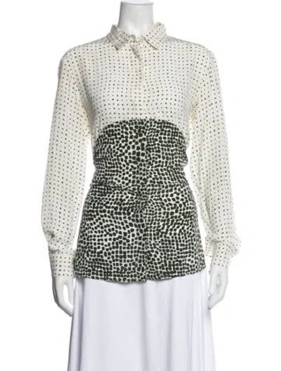 Pre-owned Stella Mccartney Silk Polka Dot Print Blouse In White