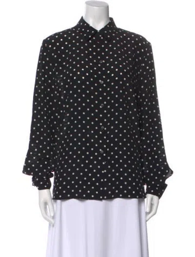 Pre-owned Stella Mccartney Silk Polka Dot Print Button-up Top In Black