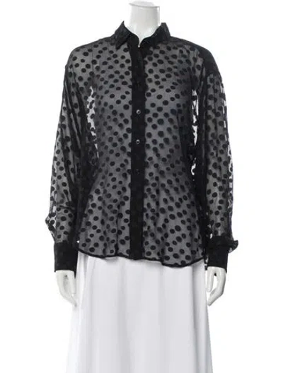 Pre-owned Stella Mccartney Silk Polka Dot Print Button-up Top W/ Tags In Gray