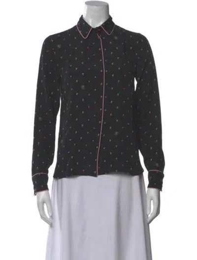 Pre-owned Stella Mccartney Silk Printed Blouse In Black