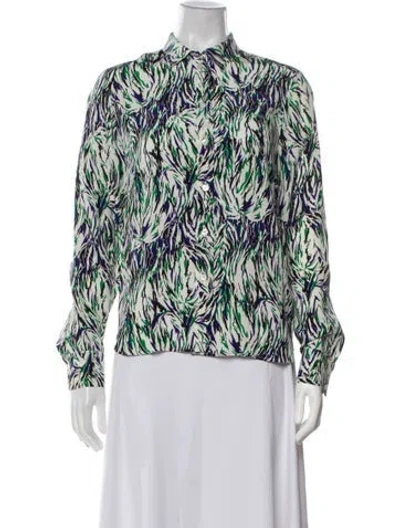 Pre-owned Stella Mccartney Silk Printed Blouse In Green