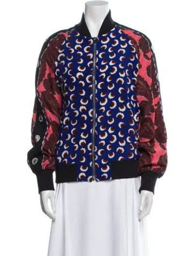 Pre-owned Stella Mccartney Silk Printed Bomber Jacket In Blue