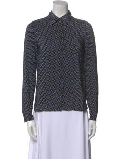 Pre-owned Stella Mccartney Silk Printed Button-up Top In Blue